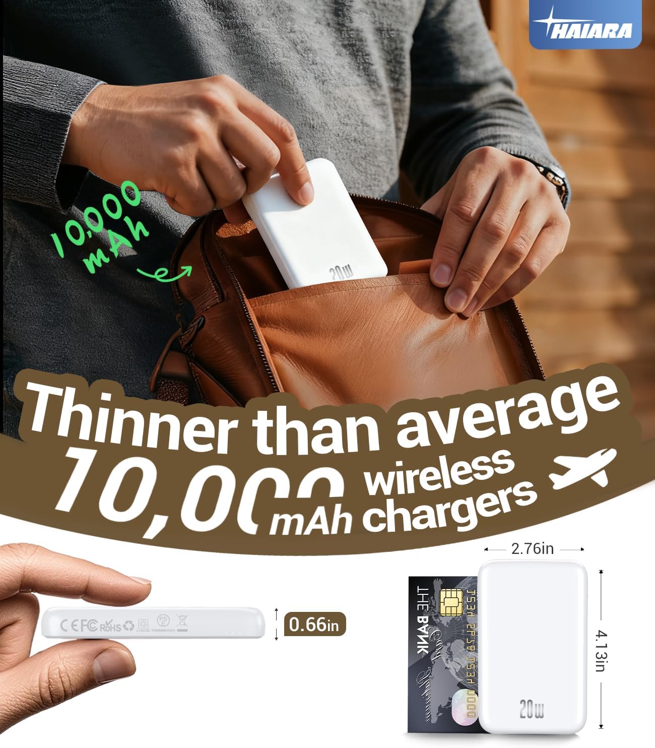 Portable Charger for Magsafe Power Bank - 10000Mah Magnetic Phone Charger, USB-C 22W PD Fast Charging, Slim Wireless Battery Pack for Iphone 17/16/15/14/13/12 Series, for Travel Cruise Essentials